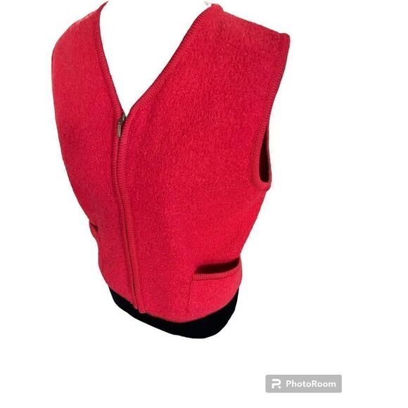 Vintage Mix It Pure Wool Red Zip Front Vest W/pockets Size M - Picture 4 of 11